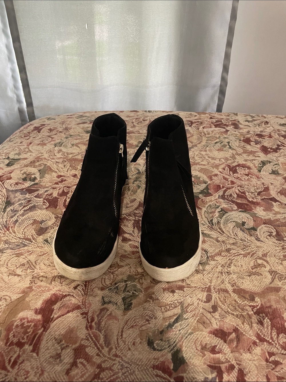Mix No. 6 Black Suede Zip-Front Platform Ankle Booties